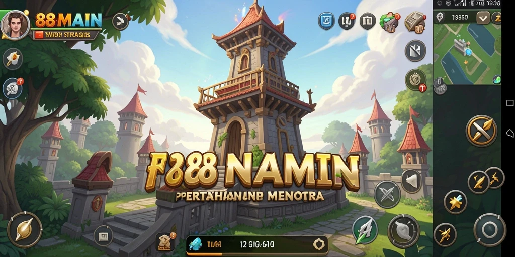 Tampilan screenshot gameplay Tower Defense 88MAIN yang menegangkan.