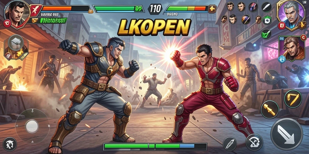 Gameplay seru LKOPEN dengan pertarungan yang menegangkan.